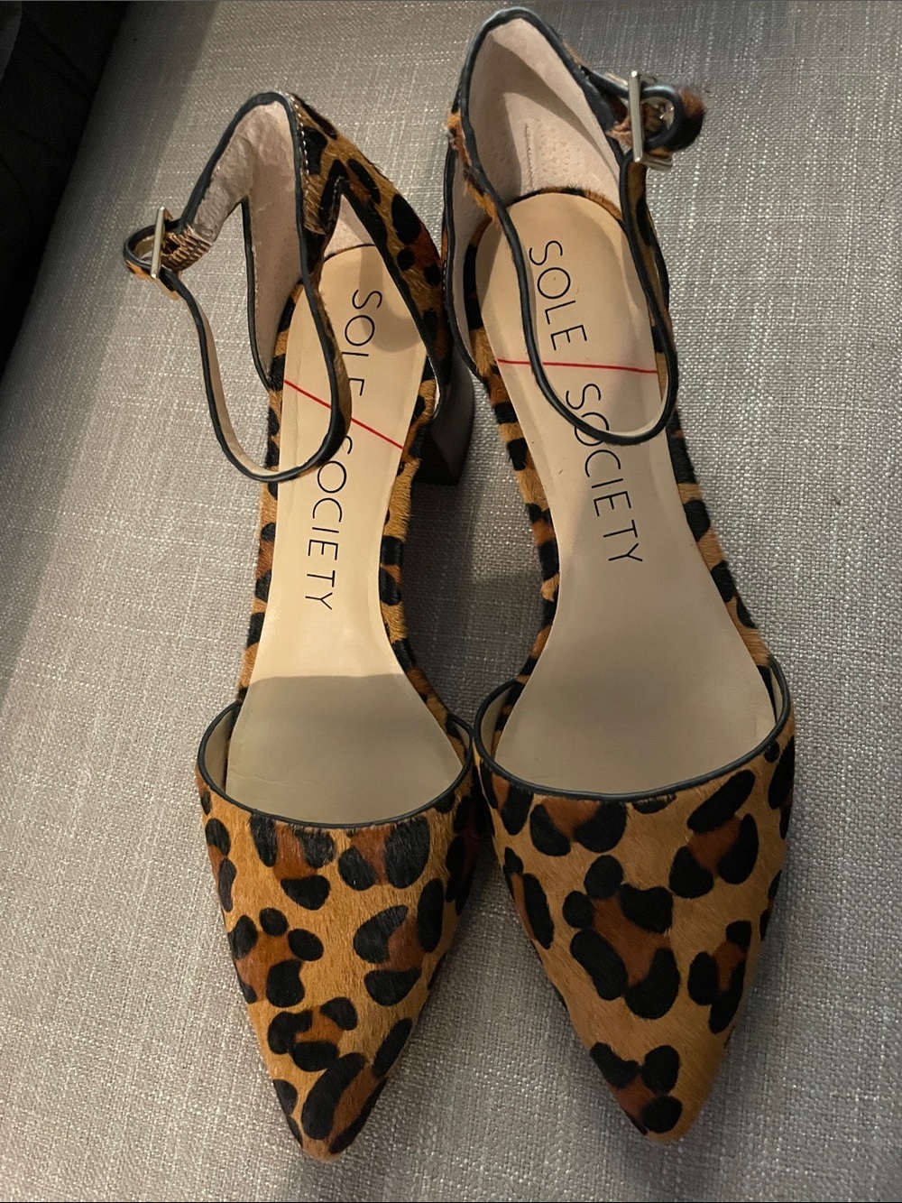 Sole Society Leopard Print Calf Hair Low Pumps Size 8.5 Black Brown Elegant